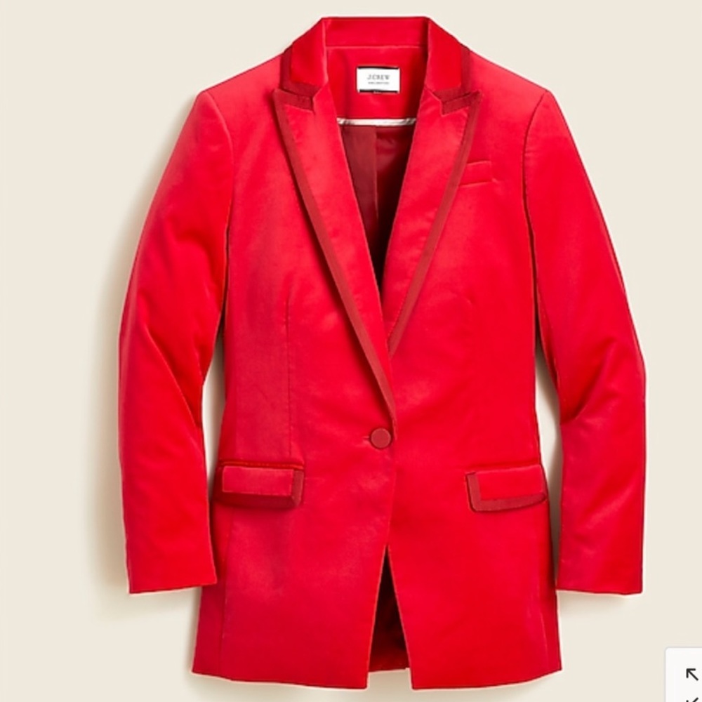J. Crew Collection Willa Blazer in Stretch Velvet red NWT